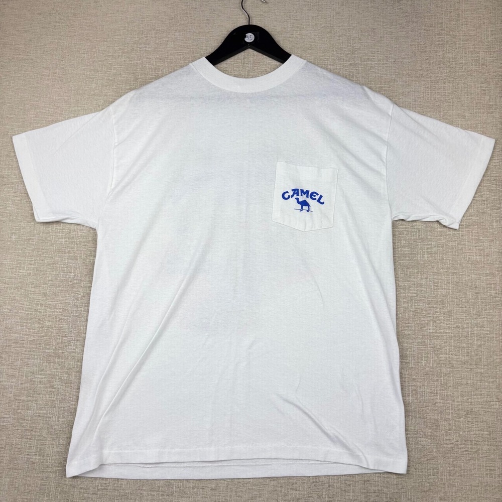 Vintage Camel Joe A Pack of Camels Pocket T-Shirt White XL Made in USA 90s